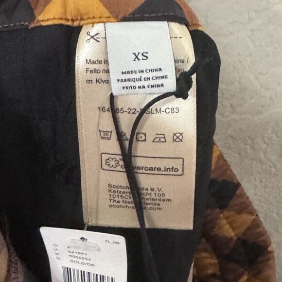 NEW Scotch & Soda Mid Rise Plaid Checkered Navy Gold Pants Womens Size XS Preppy - Picture 11 of 14